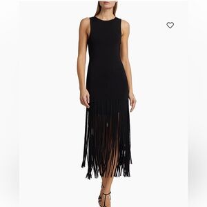 Toccin Black Fringe Midi Dress